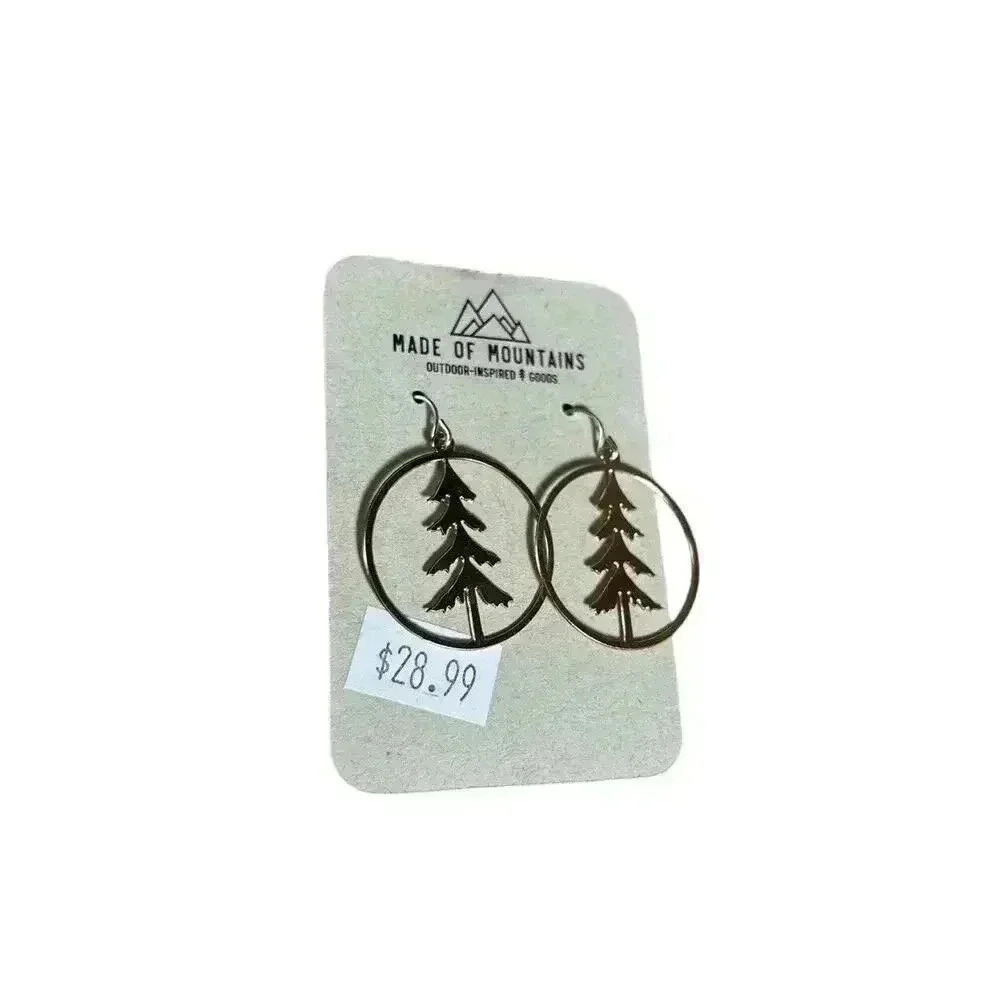 Made Of Mountains Pine Tree Earrings Gold Color New Made In Montana - Picture 2 of 9